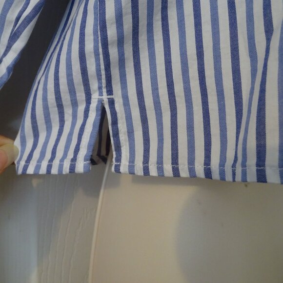 Everlane Woven Cotton PJ Top Women Size XXS Blue Stripe Button Up Long Sleeve - Picture 3 of 8